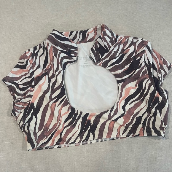 Frankies Bikinis zebra print bikini keyhole top - Picture 1 of 4